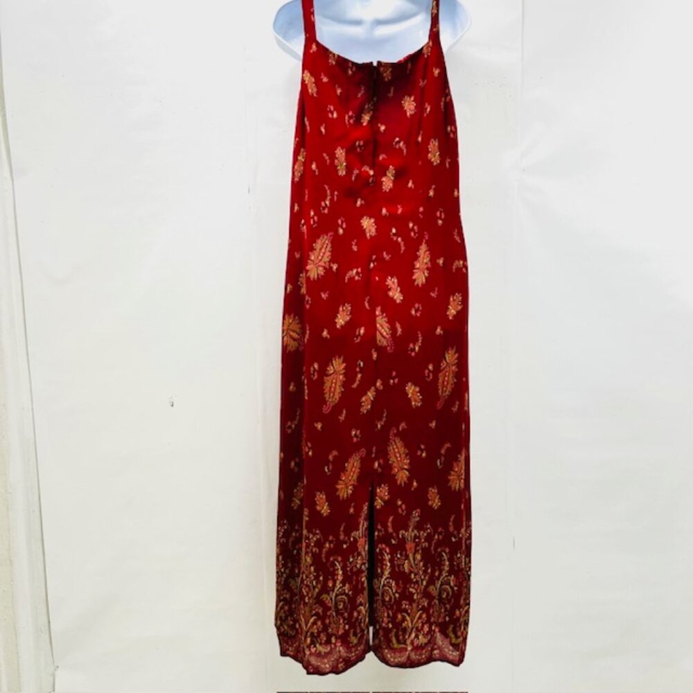 Preowned Eddie Bower casual dress, sheer polyester burgendy red floral Straps 18 - Picture 2 of 8